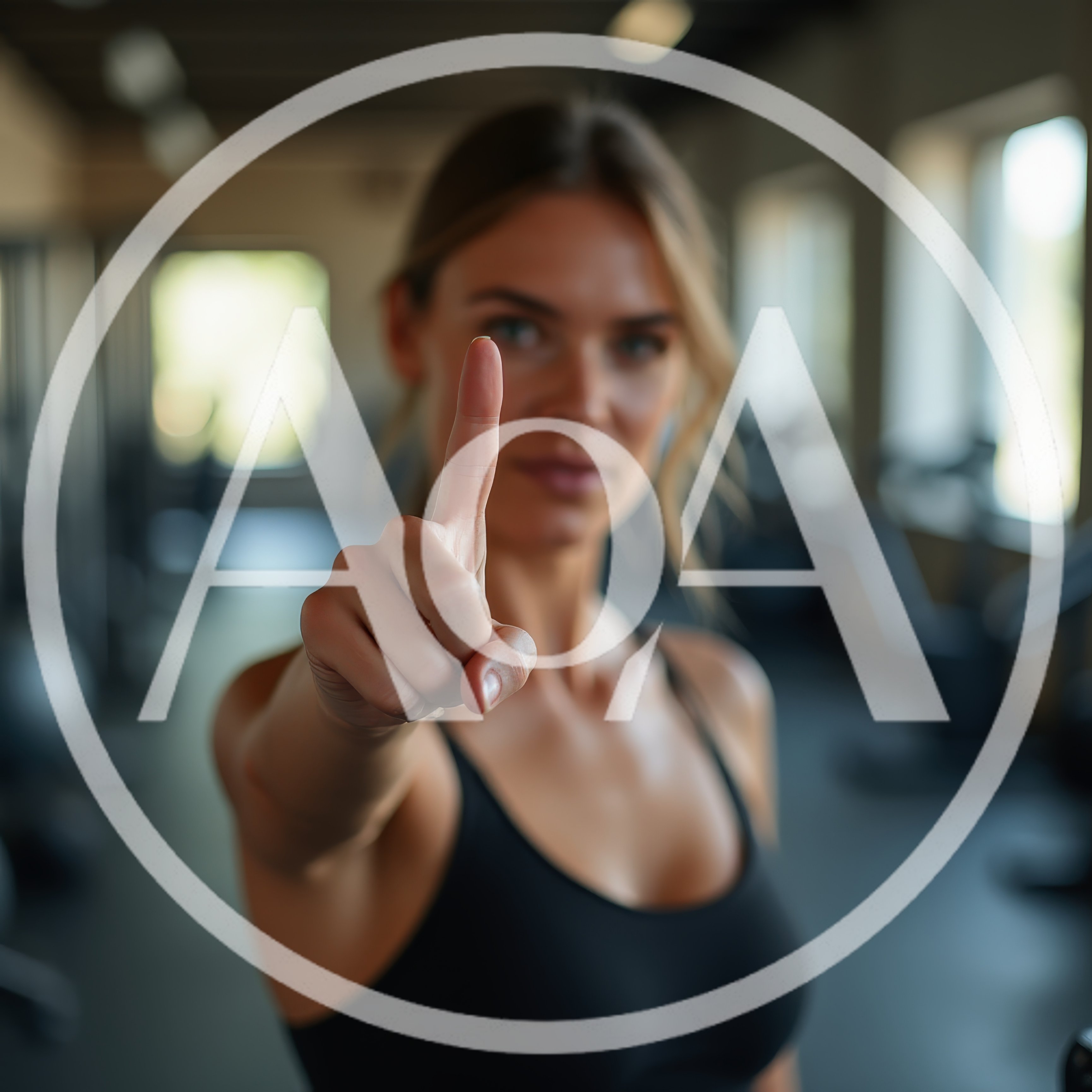 Fit Woman Holding Up One Finger In Gym