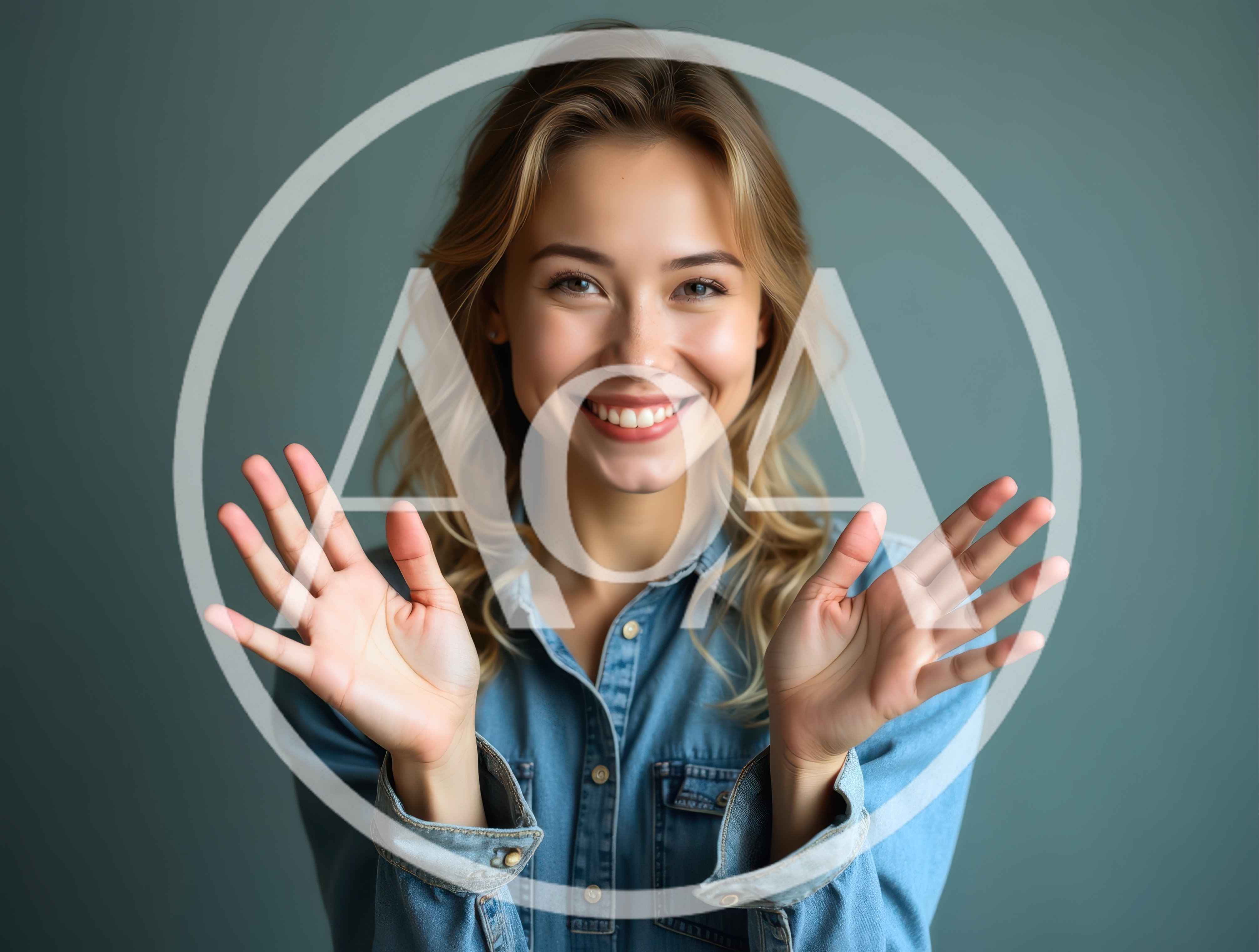 Young Woman Smiling And Waving Hands