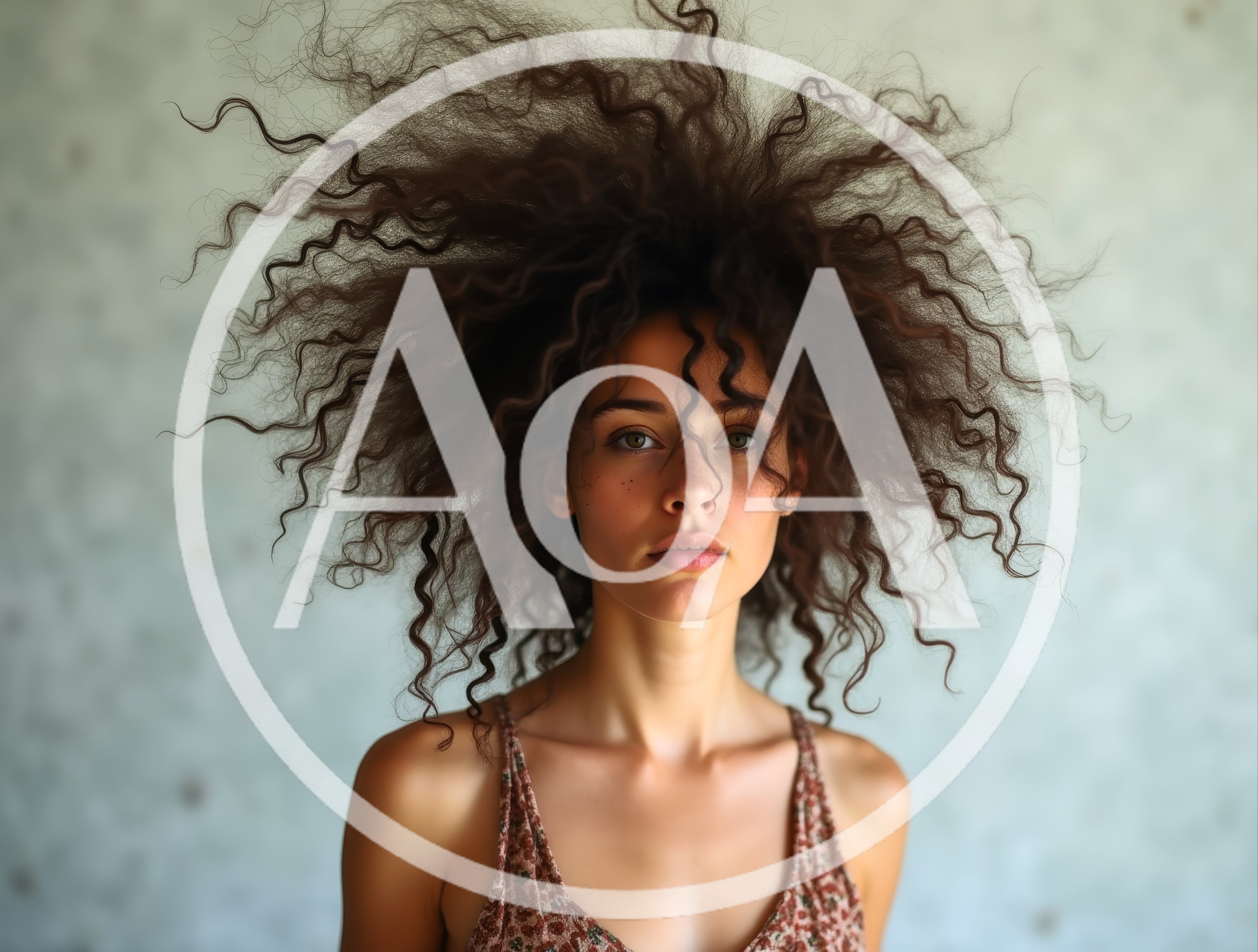 Portrait Of A Young Woman With Voluminous Curly Hair