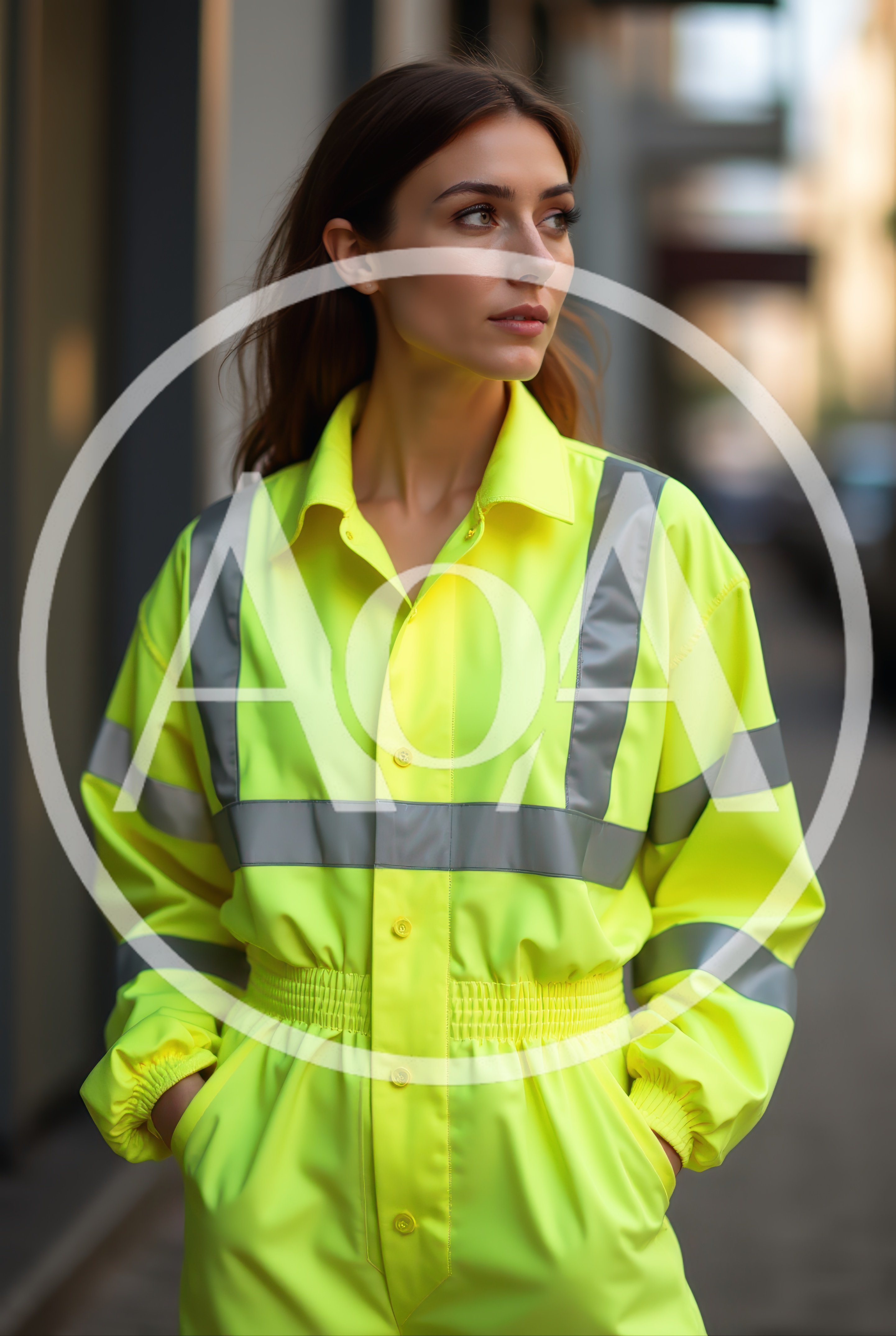 Young Woman Wearing High Visibility Safety Coveralls