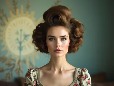 Portrait Of A Woman With Vintage Hairstyle