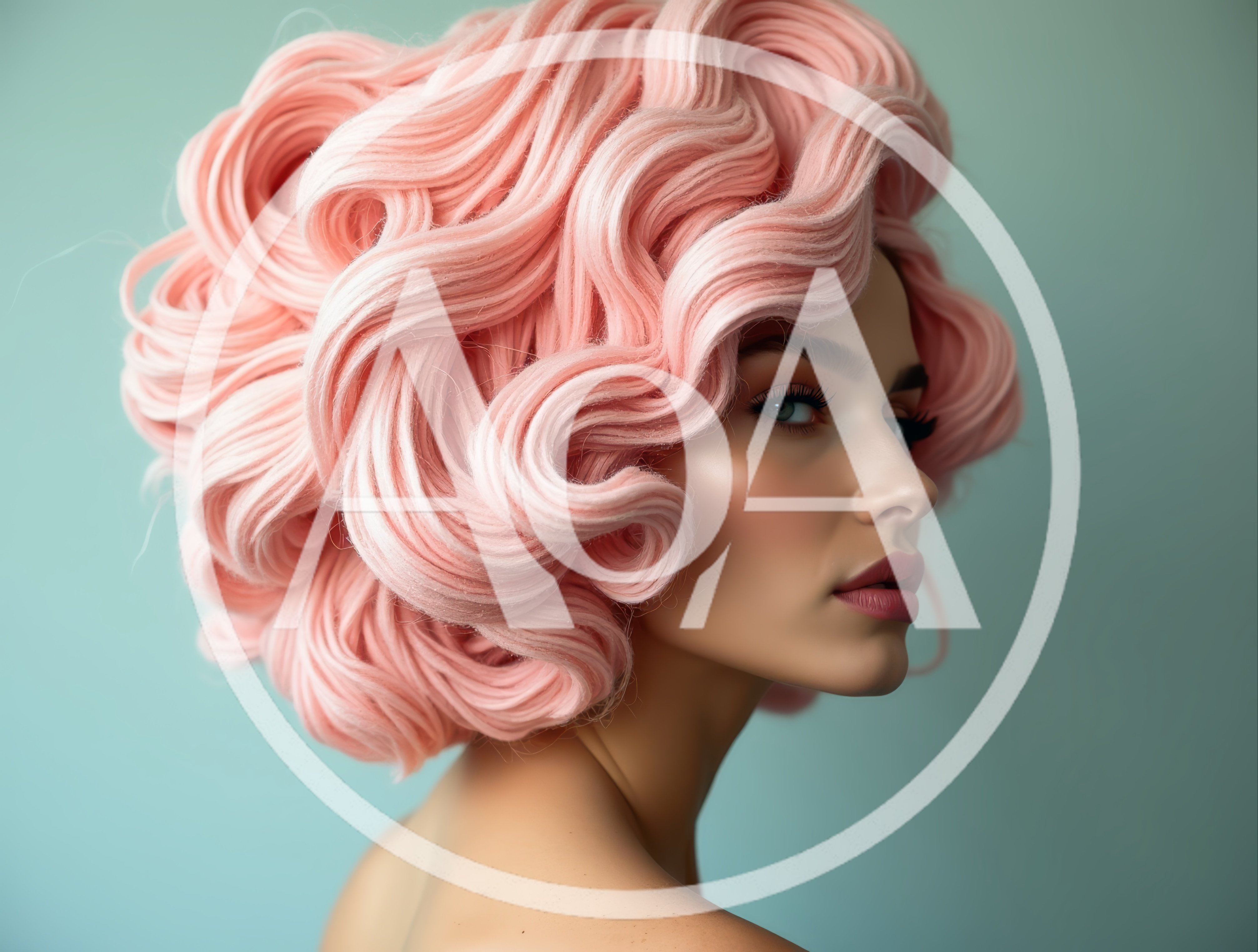 Portrait Of A Woman With Voluminous Pink Wavy Hair