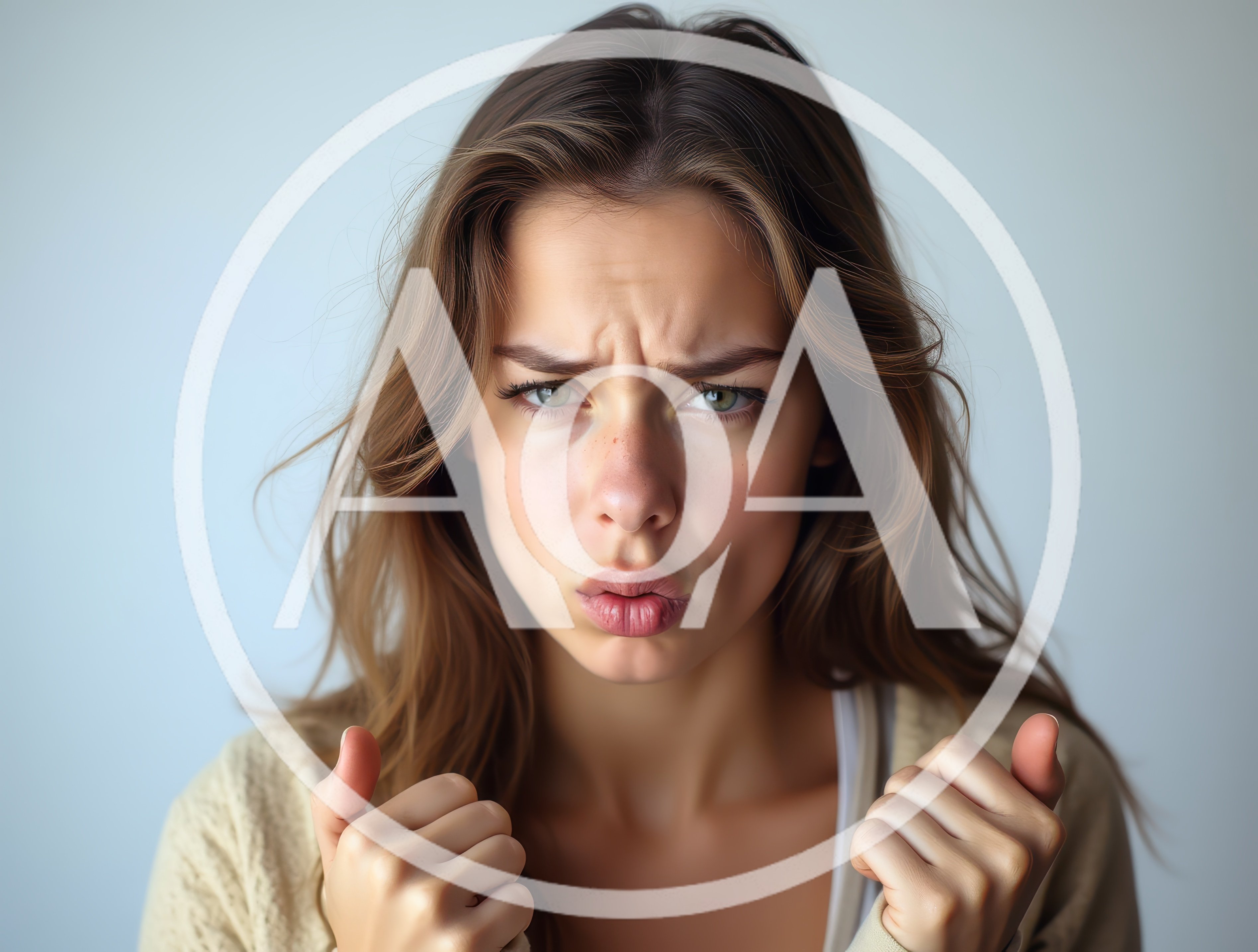 Young Woman Expressing Frustration With Clenched Fists