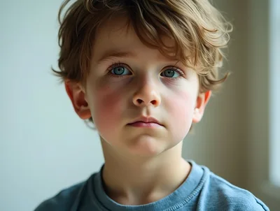 Portrait Of A Young Boy With Wavy Hair