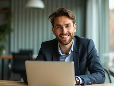 Professional Businessman Working On Laptop In Modern Office