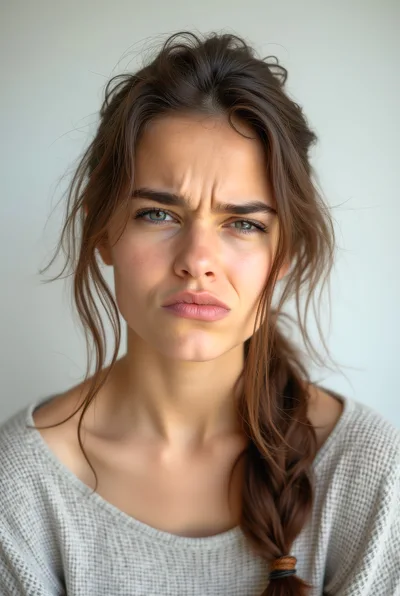 Portrait Of A Young Woman With A Skeptical Expression