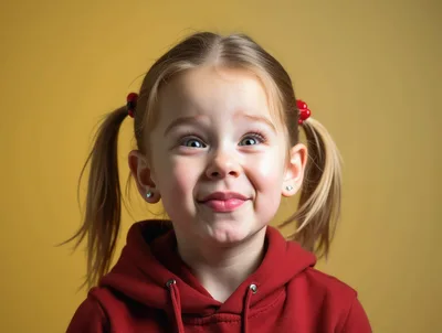 Portrait Of A Young Girl With Pigtails