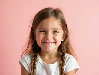 Portrait Of A Smiling Young Girl With Braided Hair