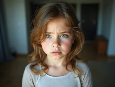 Portrait Of A Young Girl With Expressive Green Eyes