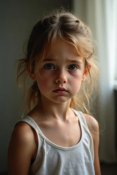 Portrait Of A Sad Young Girl