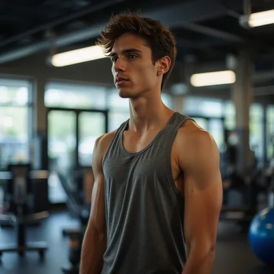 Young Athletic Man Standing In A Modern Gym