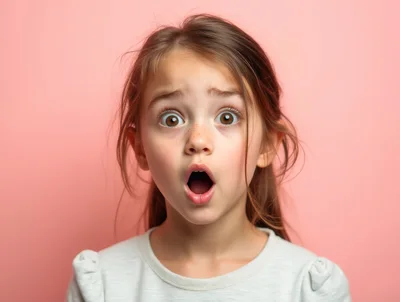 Surprised Young Girl With Wide Eyes And Open Mouth