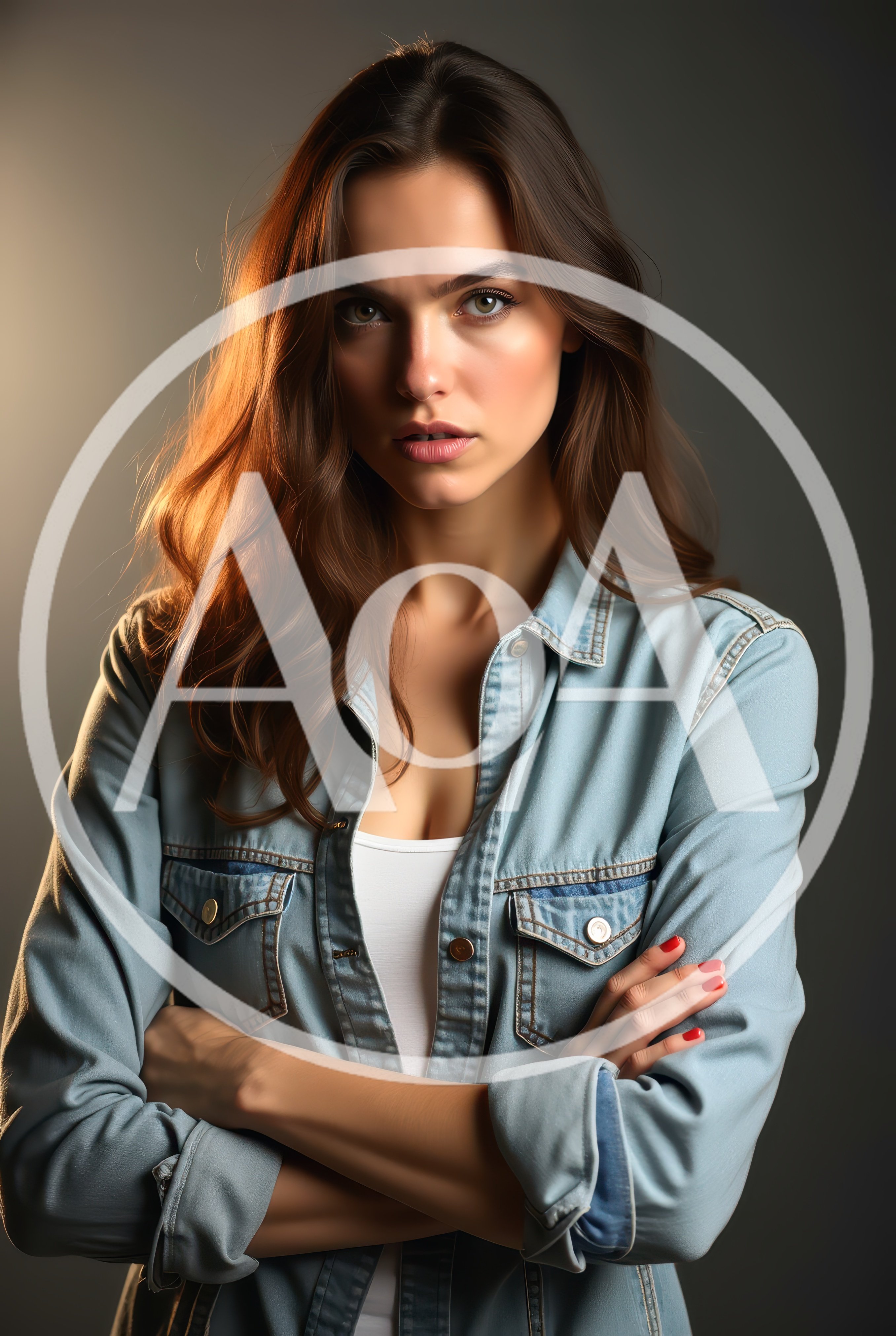 Portrait Of A Confident Woman In Denim Shirt