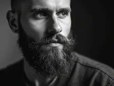 Portrait Of A Bearded Man Looking Away