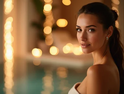 Beautiful Woman Relaxing At A Luxury Spa Pool