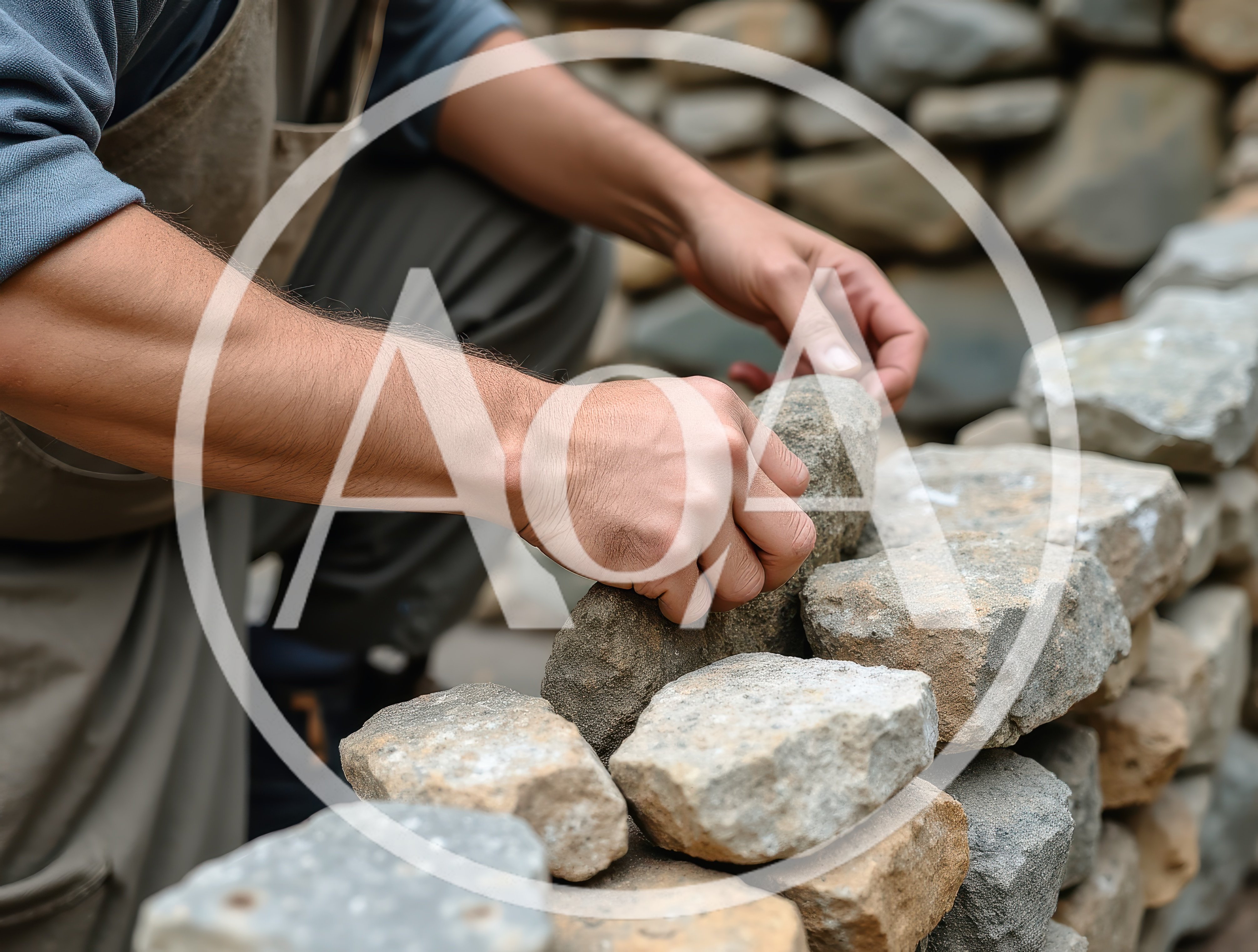 Stonemason Building A Dry Stone Wall