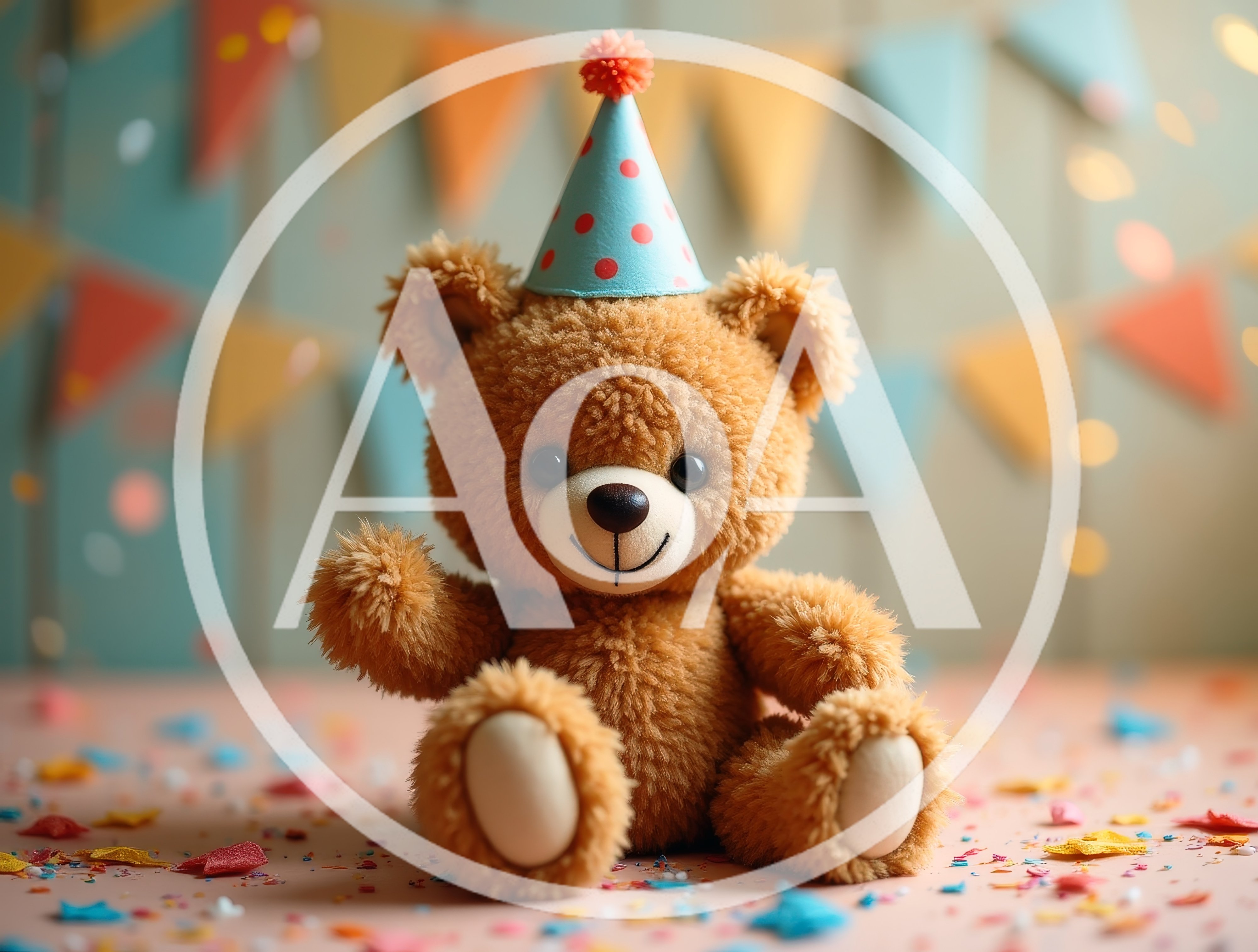 Cute Teddy Bear Wearing A Party Hat