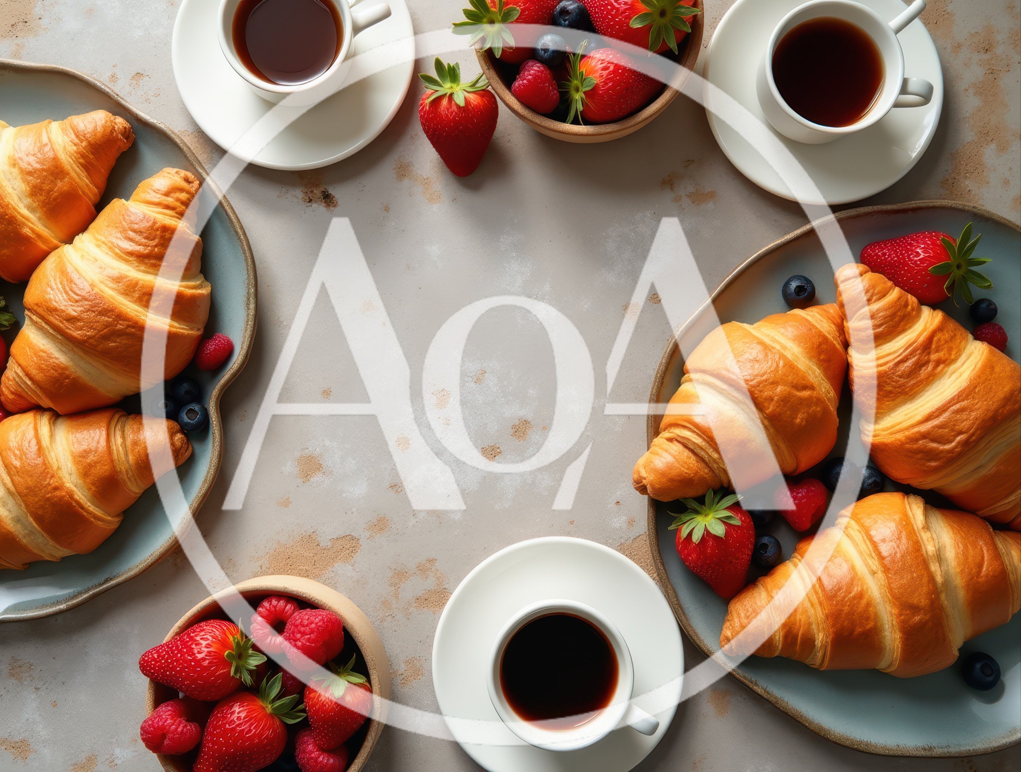 Breakfast Spread With Croissants And Fresh Berries