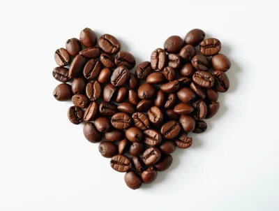 Heart Shape Made Of Roasted Coffee Beans
