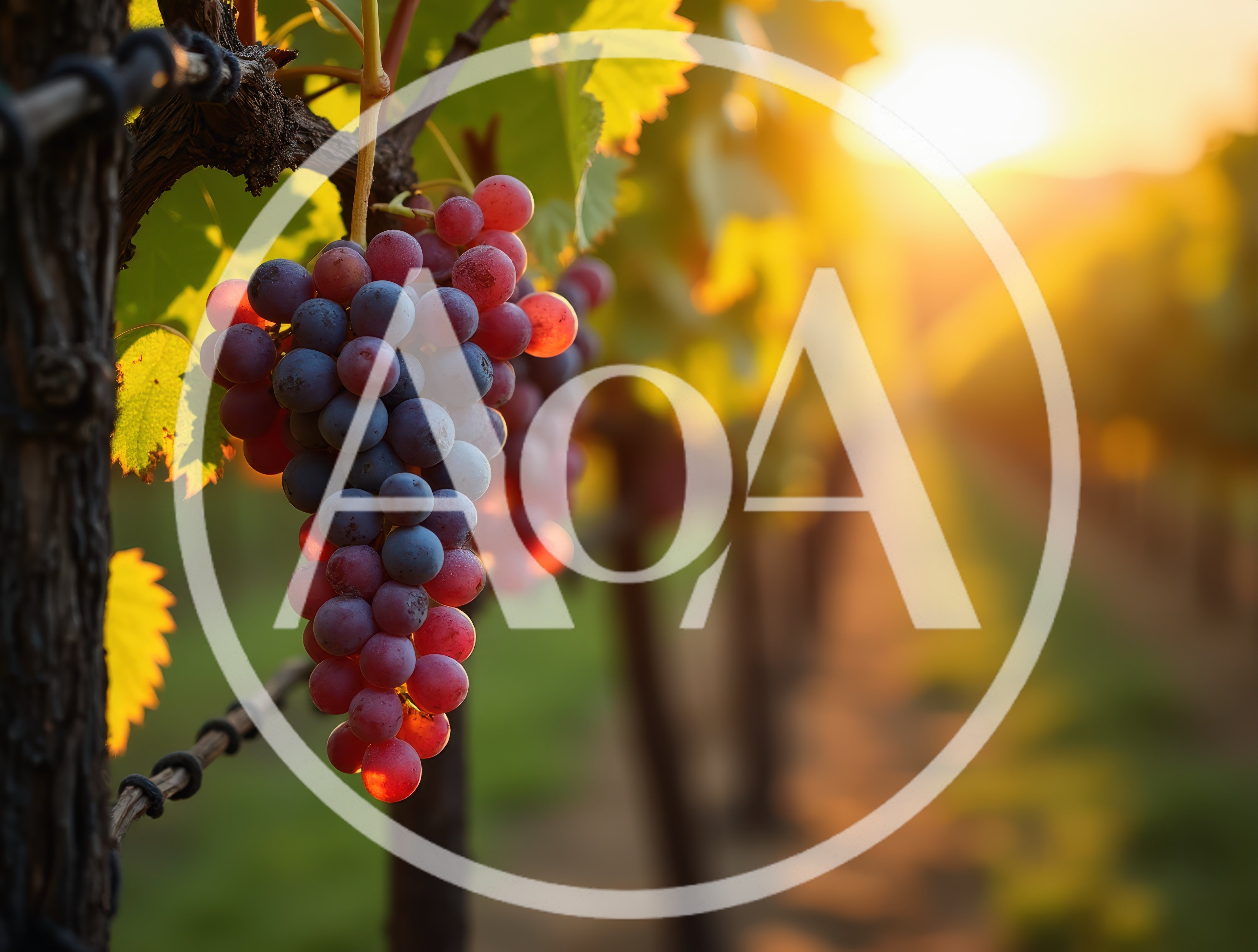 Cluster Of Ripe Red Grapes In A Vineyard
