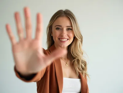 Smiling Businesswoman Making A Stop Gesture