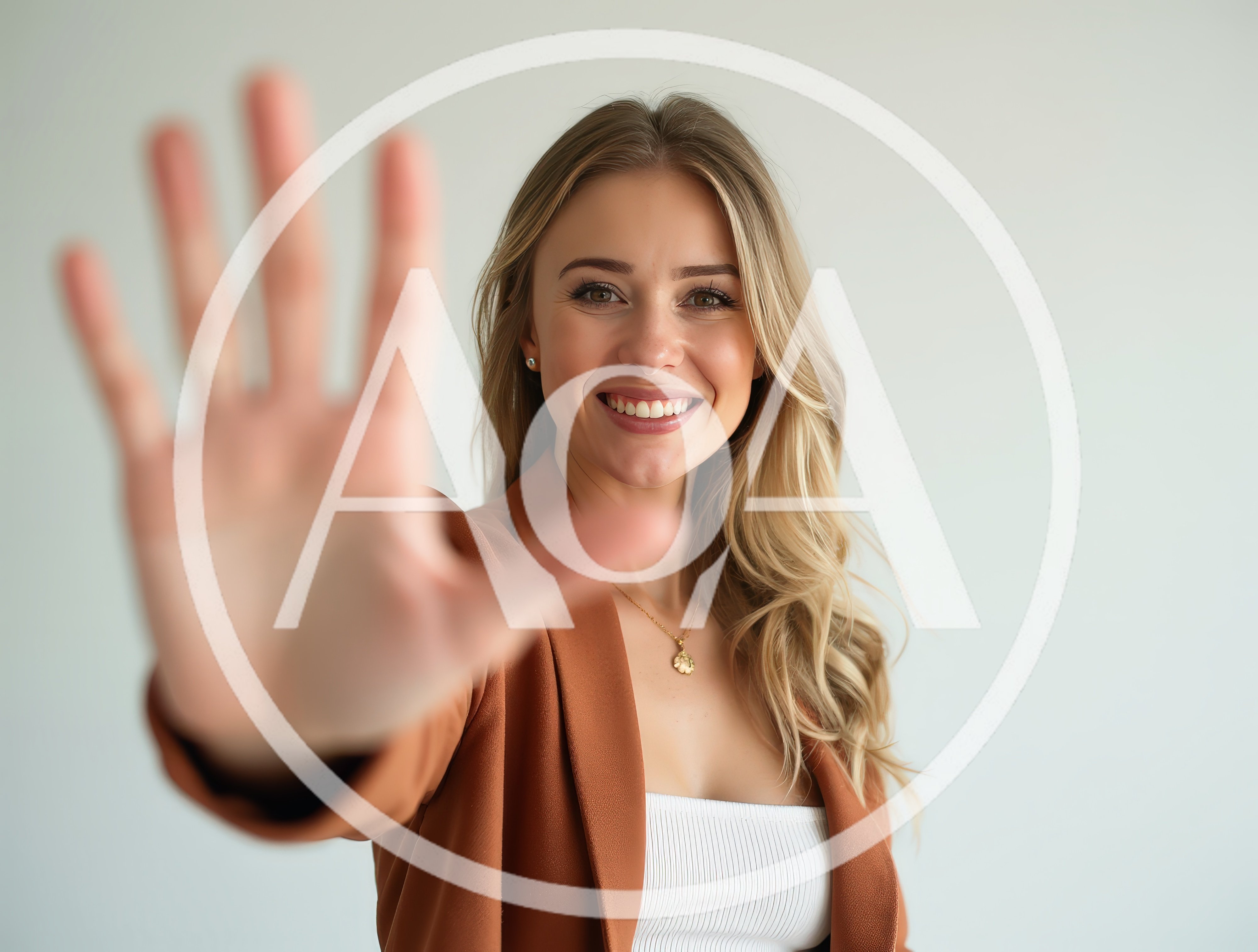 Smiling Businesswoman Making A Stop Gesture