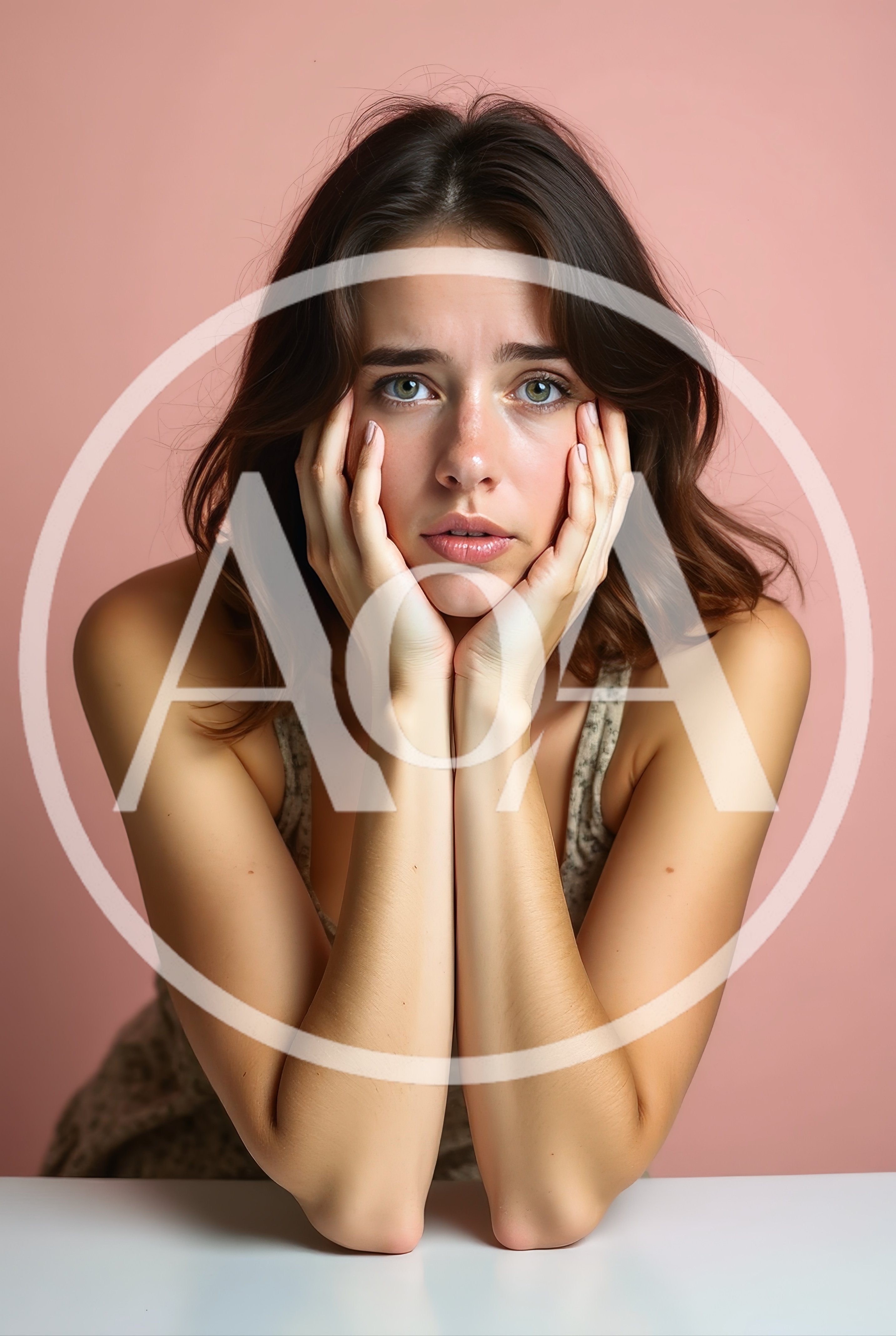 Young Woman Resting Chin On Hands With Concerned Expression