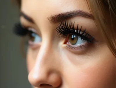 Close Up Portrait Of A Woman With Long Eyelashes