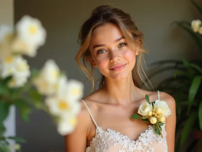 Portrait Of A Beautiful Young Woman In Wedding Attire