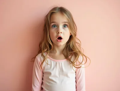 Surprised Young Girl With Wide Eyes And Open Mouth