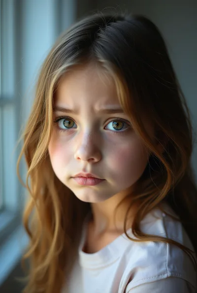 Portrait Of A Young Girl With Sad Expression