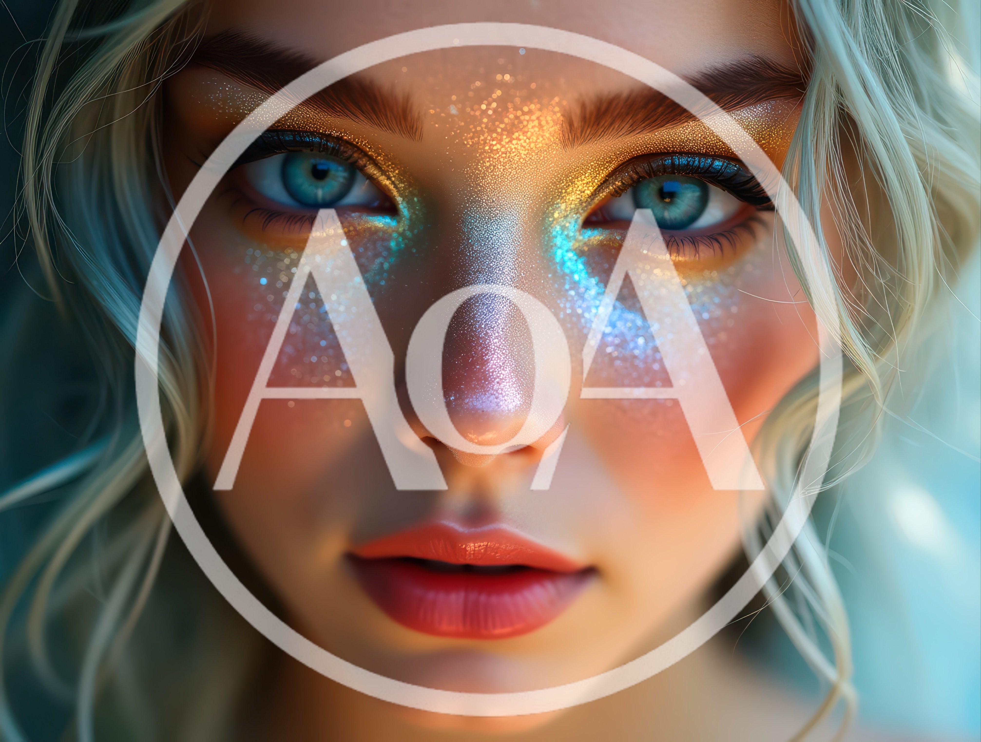 Close Up Portrait Of Woman With Glitter Makeup