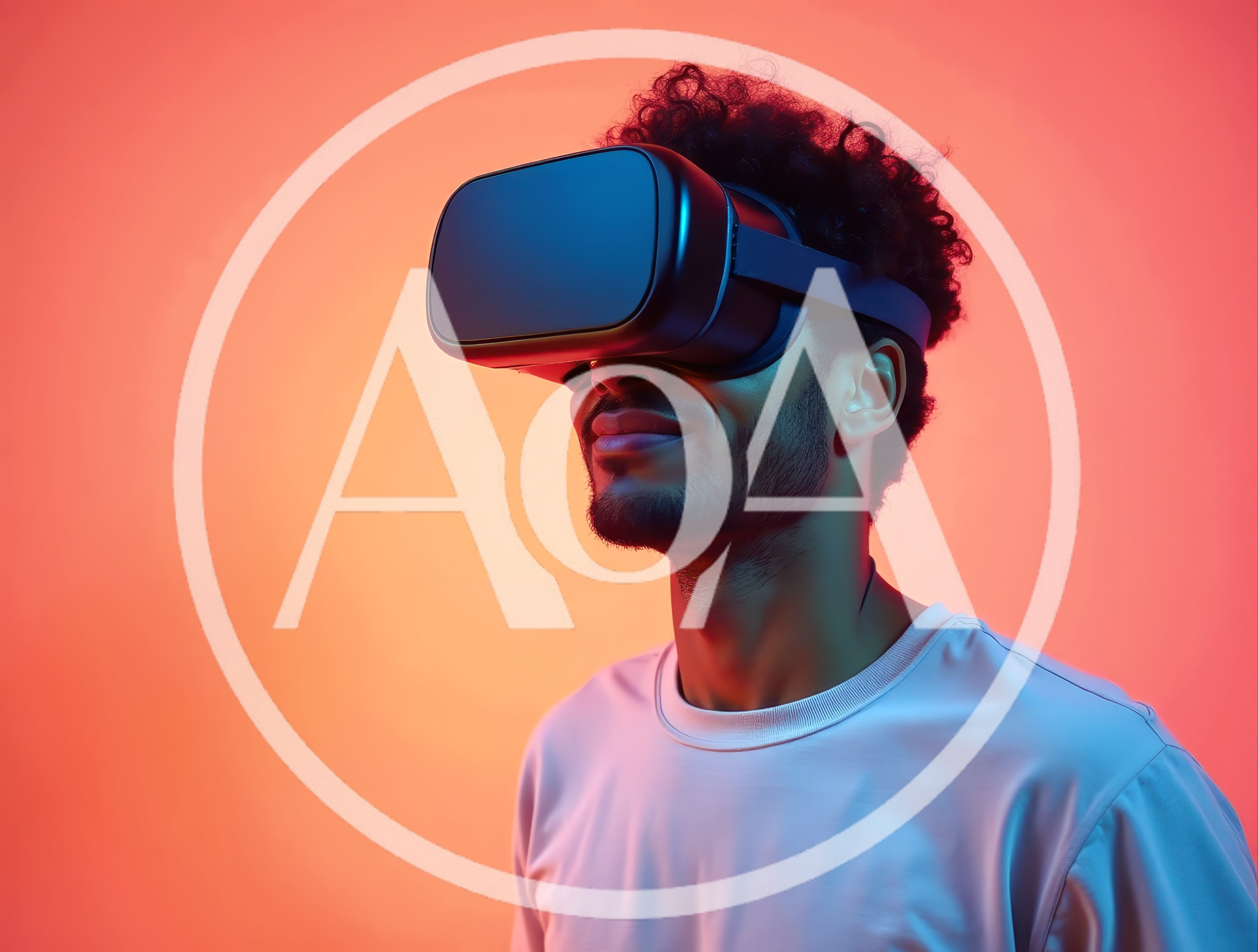 Young Man Wearing Virtual Reality Headset