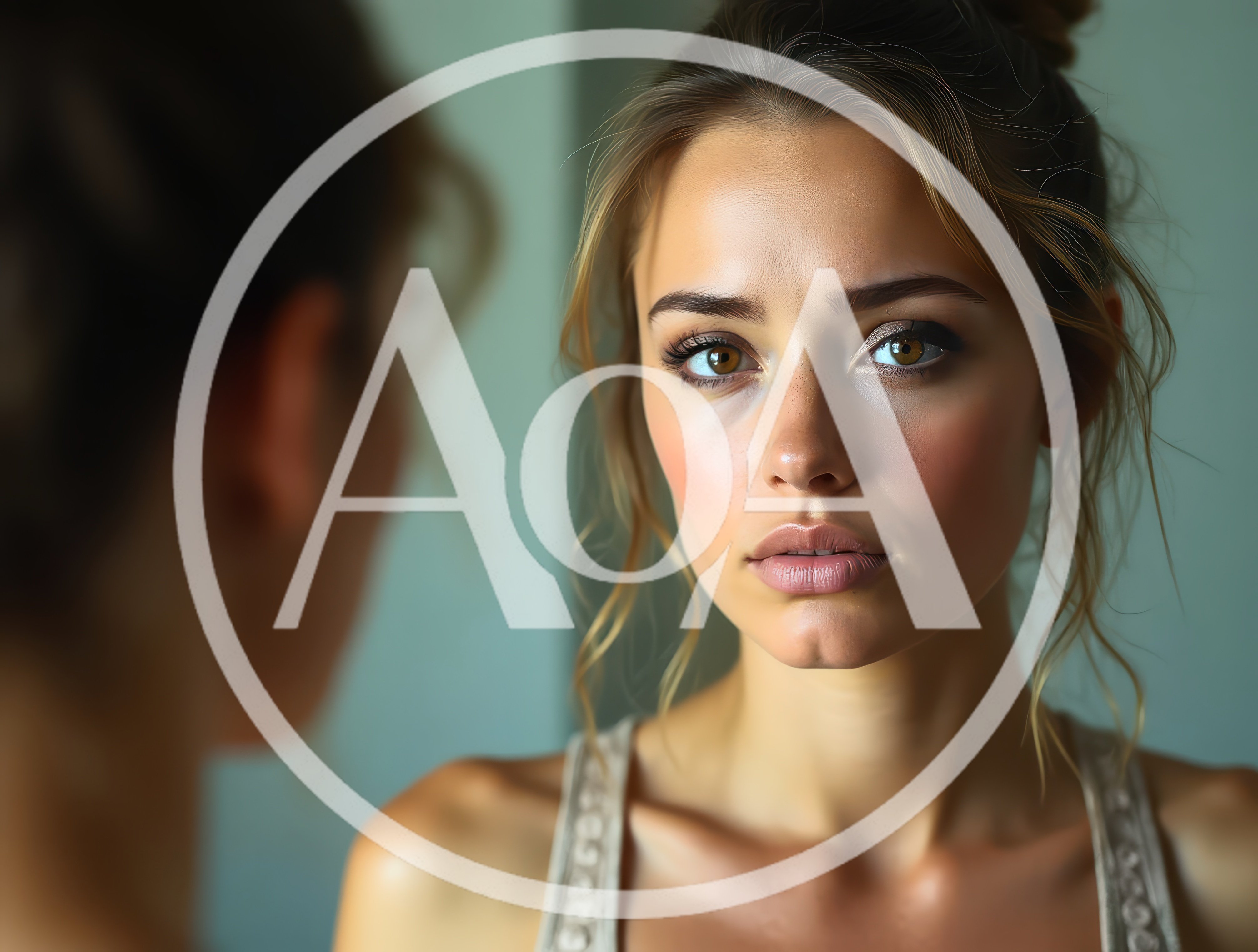 Young Woman Looking At Her Reflection In A Mirror