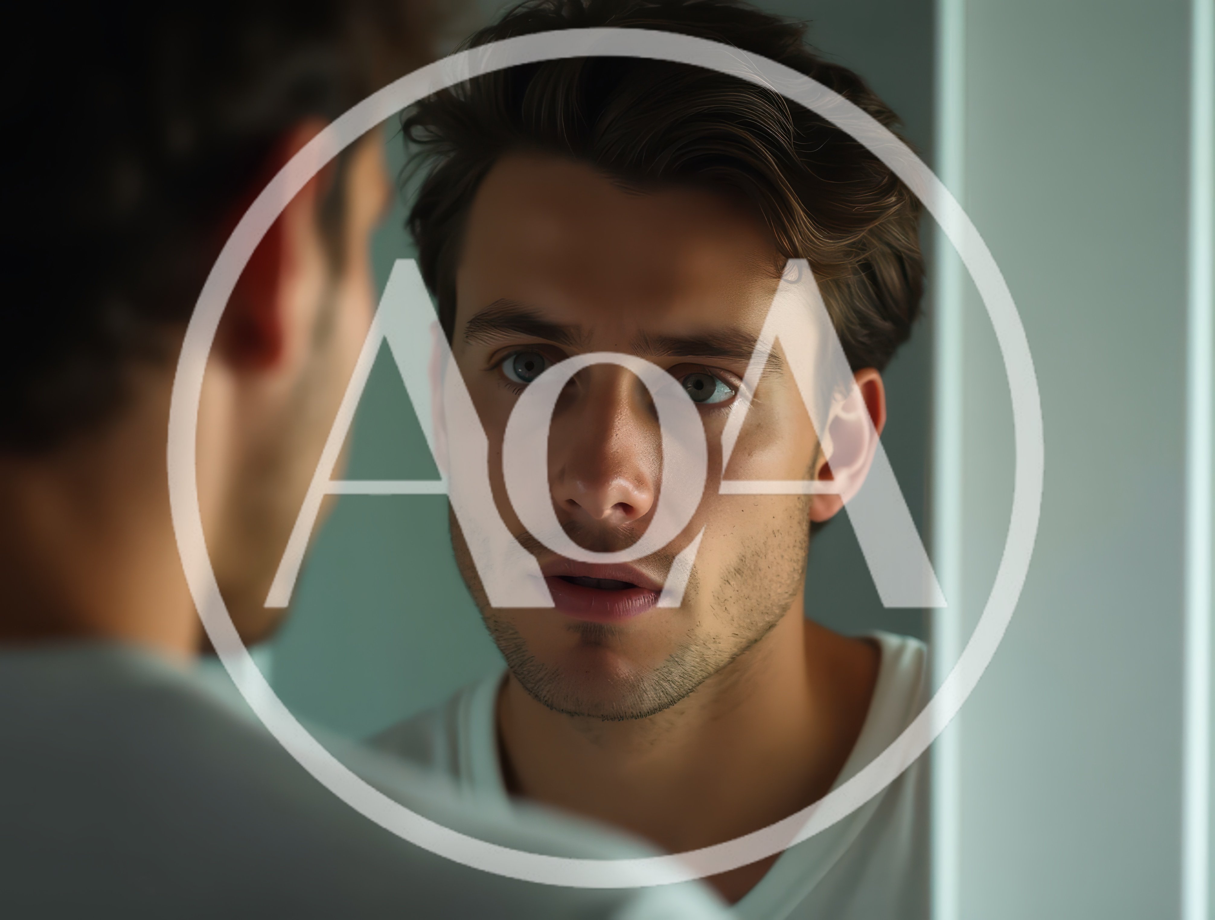 Young Man Looking At His Reflection In A Mirror
