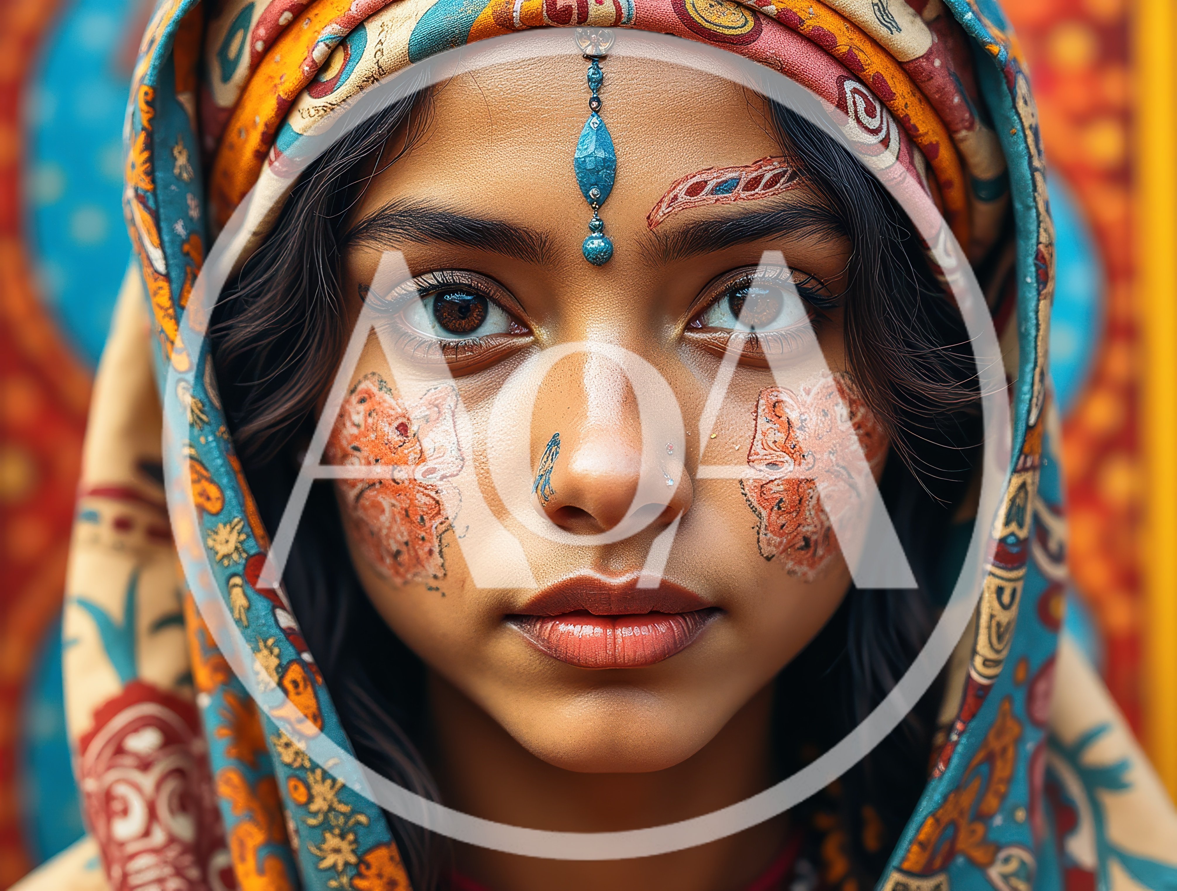 Portrait Of A Young Woman With Traditional Cultural Adornments