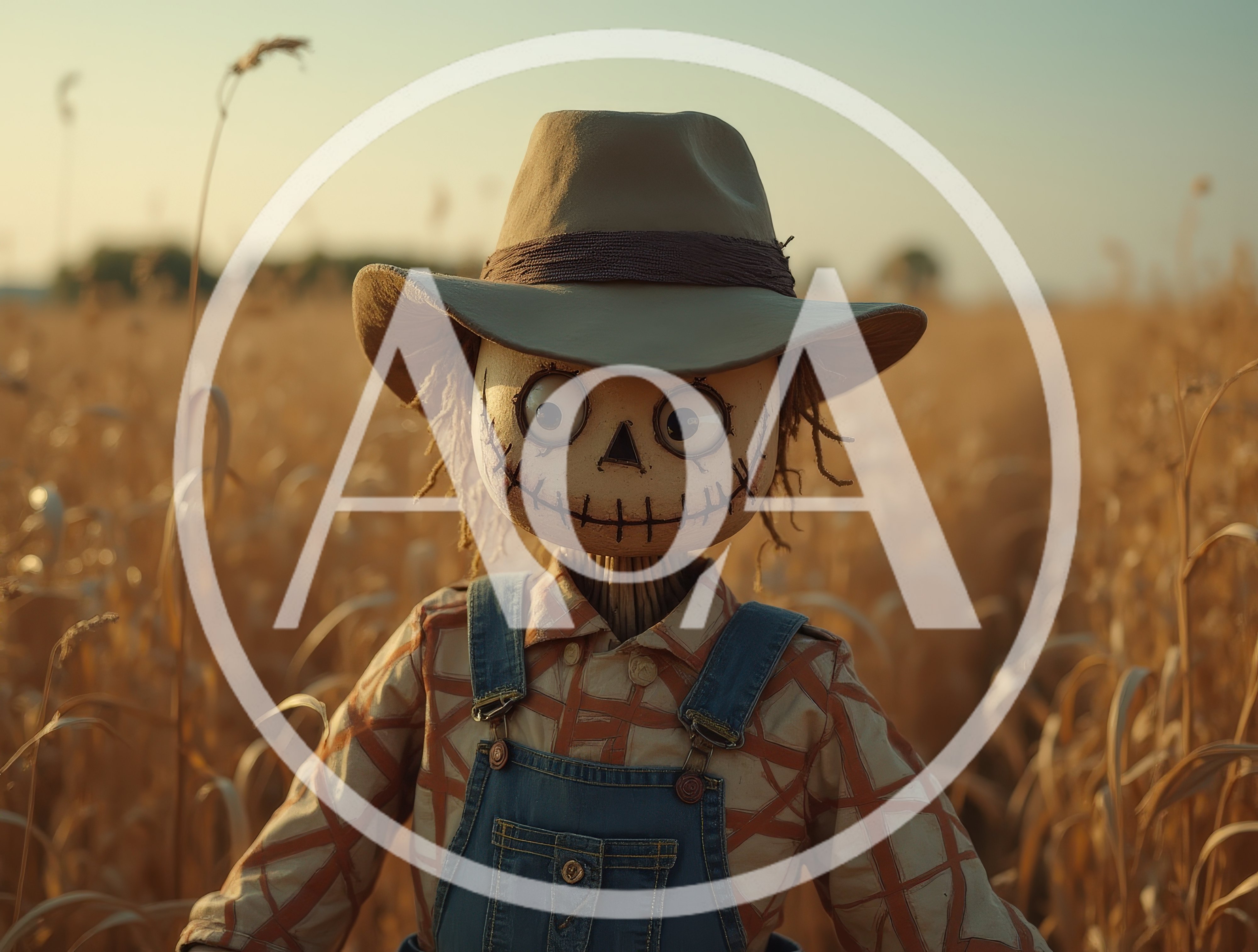Scarecrow Standing In A Golden Wheat Field