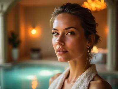 Portrait Of A Beautiful Woman At A Luxury Spa