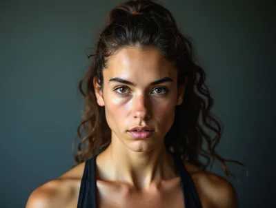 Portrait Of A Young Woman With Curly Hair