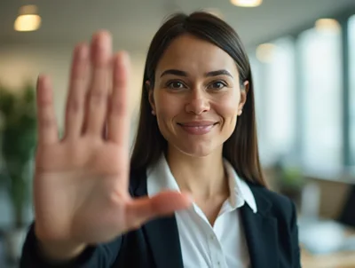Businesswoman Making A Stop Gesture In Office
