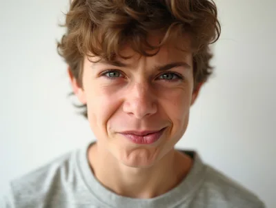Portrait Of A Young Boy Making A Funny Face