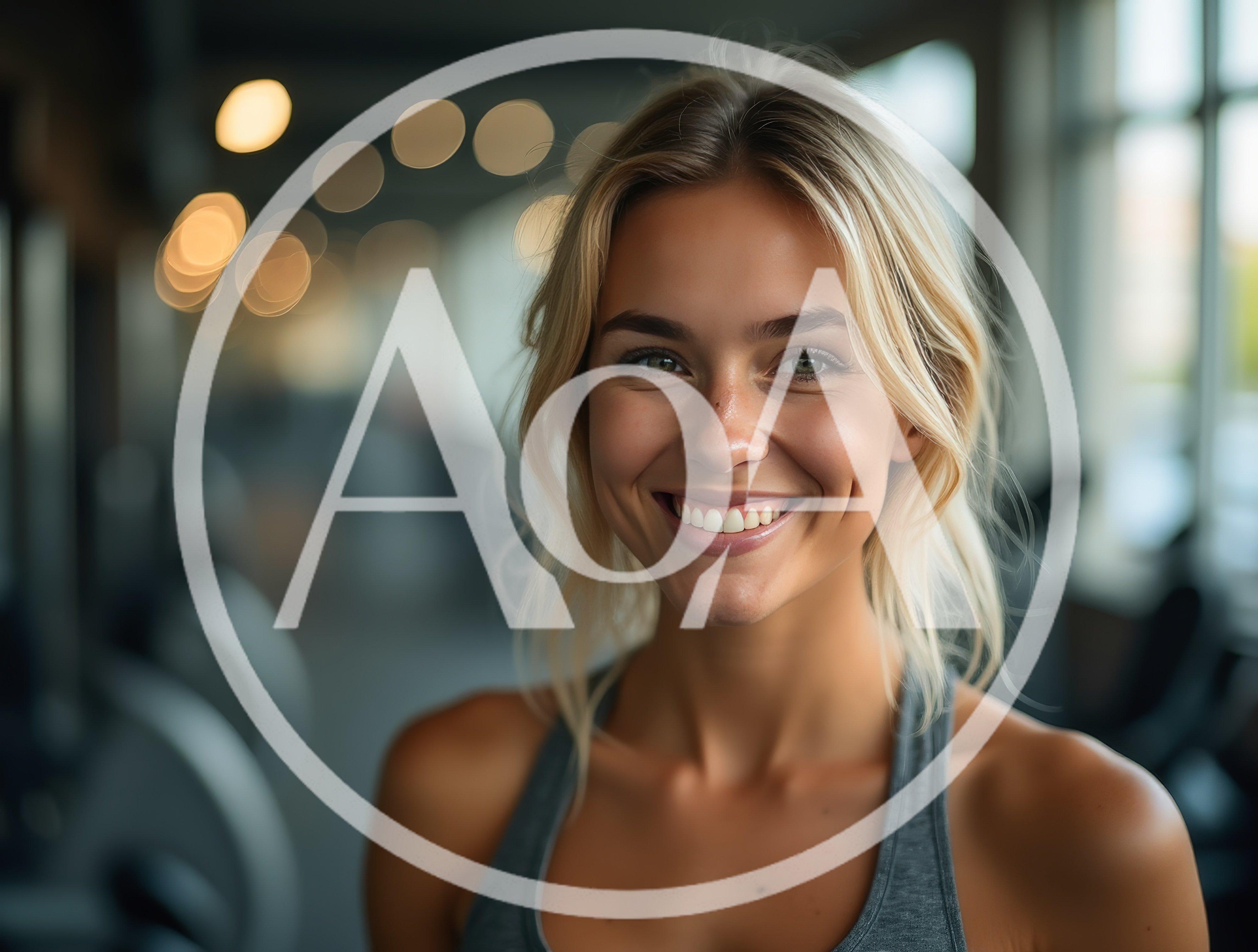 Smiling Blonde Woman Exercising In A Modern Gym