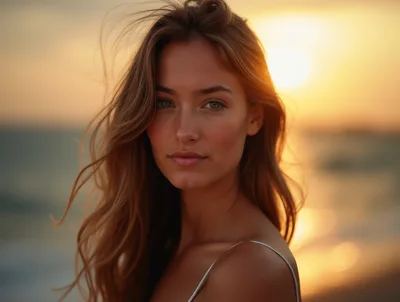 Portrait Of A Young Woman At Sunset