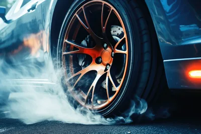 Sports Car Performing A Burnout On Asphalt
