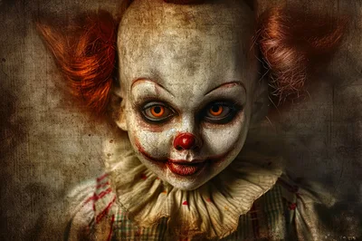 Creepy Clown Portrait With Intense Orange Eyes