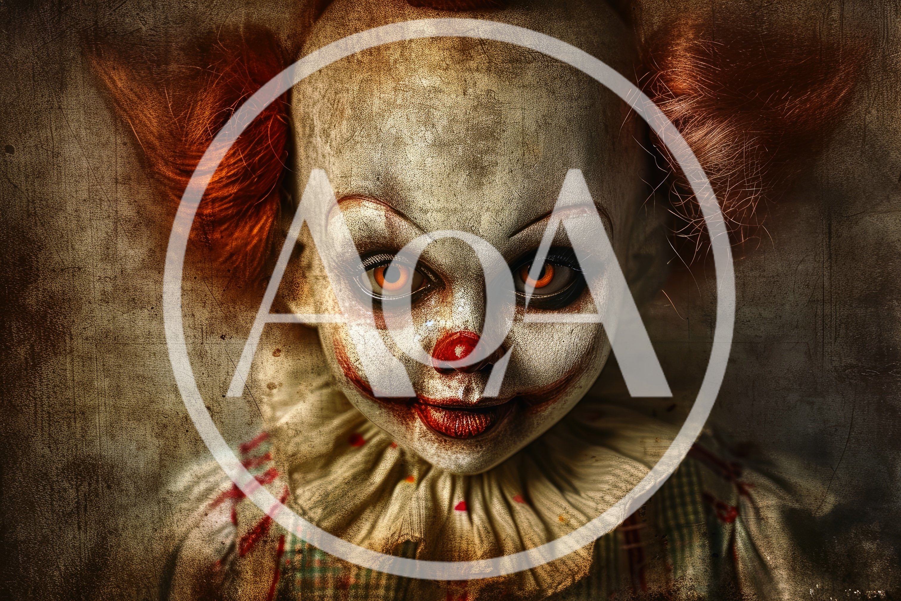 Creepy Clown Portrait With Intense Orange Eyes