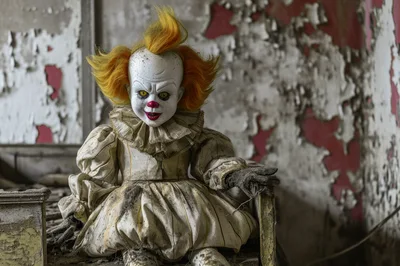 Creepy Pennywise Clown Doll In Abandoned Room