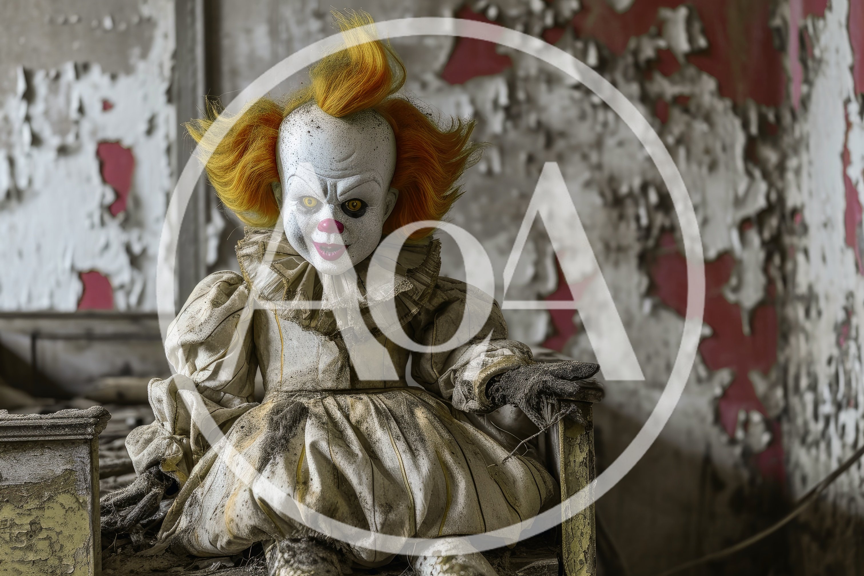 Creepy Pennywise Clown Doll In Abandoned Room