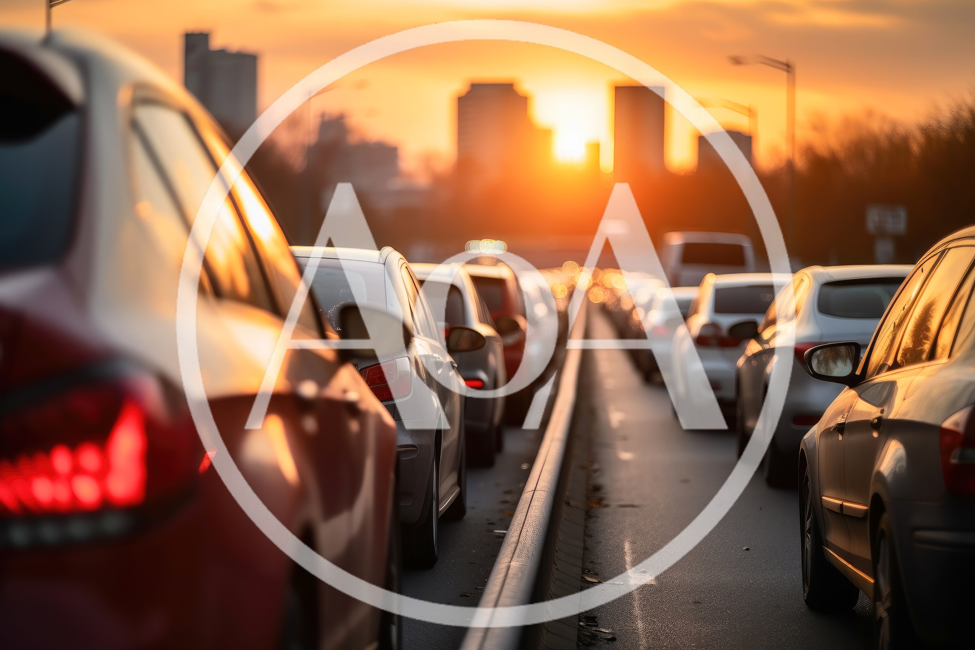 Traffic Jam During Golden Hour Sunset
