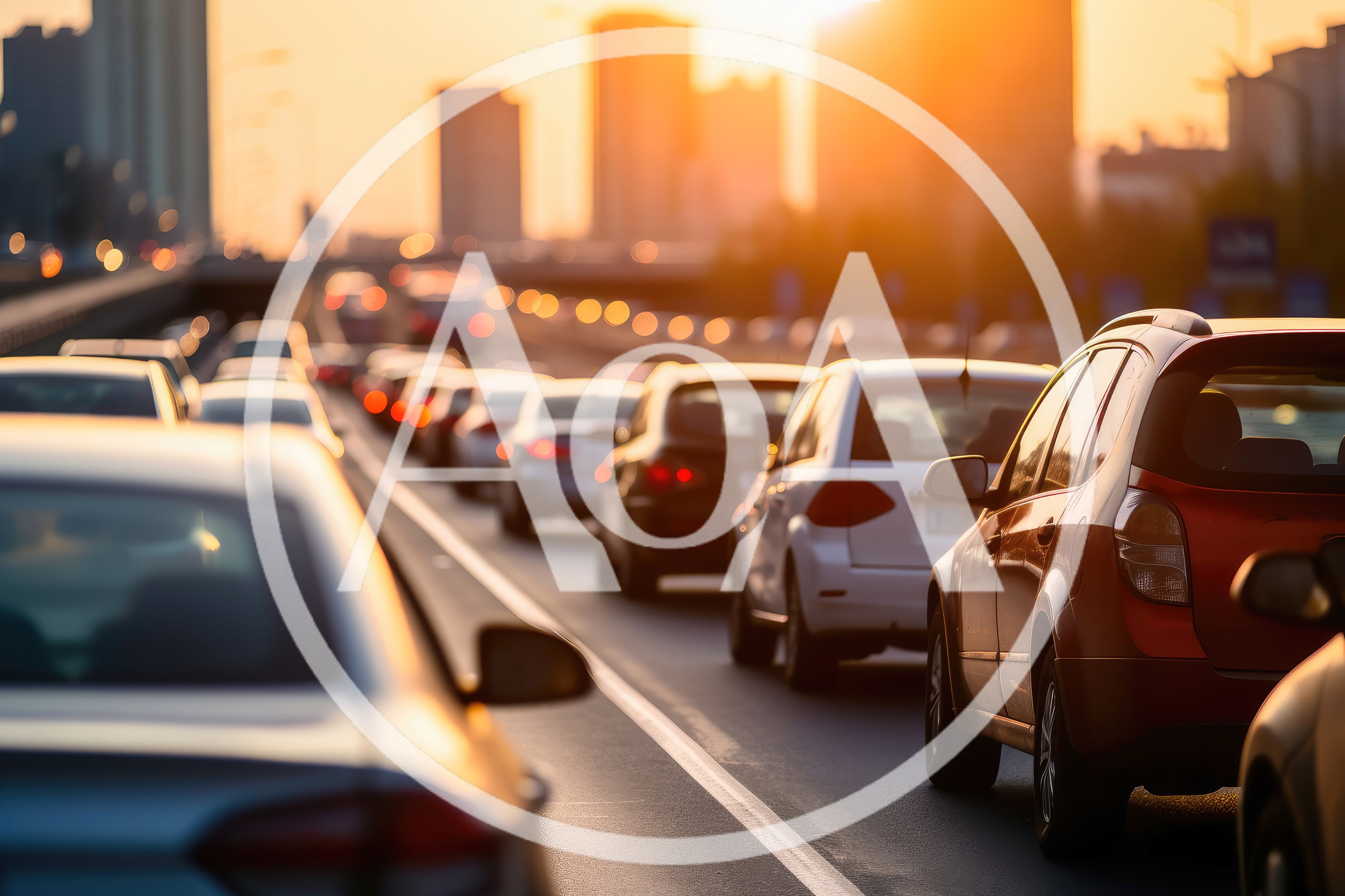 Traffic Jam During Golden Hour Sunset